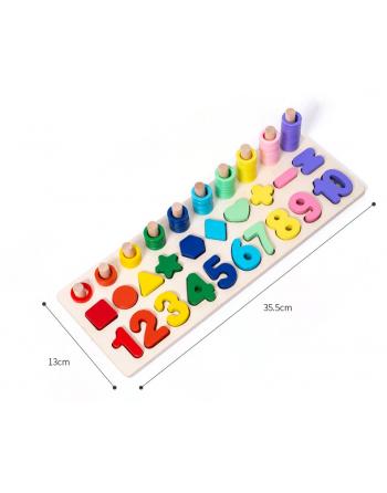 Liczydło drewniane sorter cyfry montessori 3w1 13x36cm