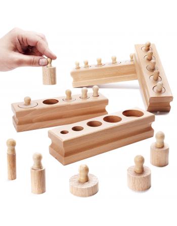 Odważniki cylindry drewniane sorter montessori