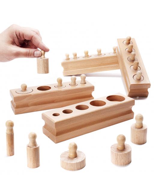 Odważniki cylindry drewniane sorter montessori