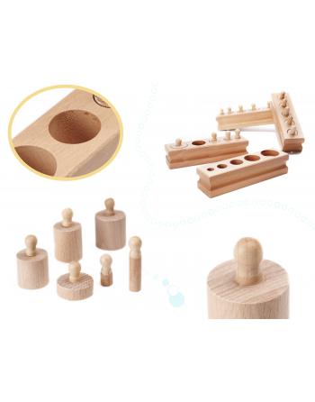 Odważniki cylindry drewniane sorter montessori