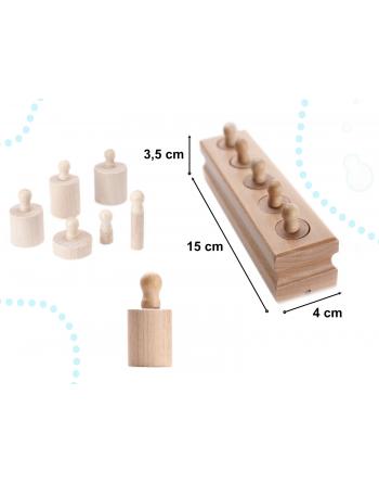 Odważniki cylindry drewniane sorter montessori