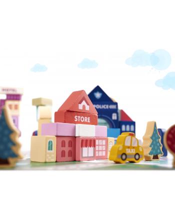 Klocki drewniane edukacyjne miasto puzzle 100el.