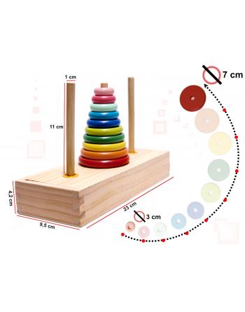 Piramida drewniana z podstawą wieża sorter tęczowa