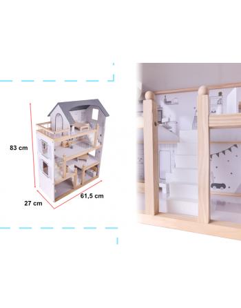 Domek dla lalek drewniany + mebelki 80cm